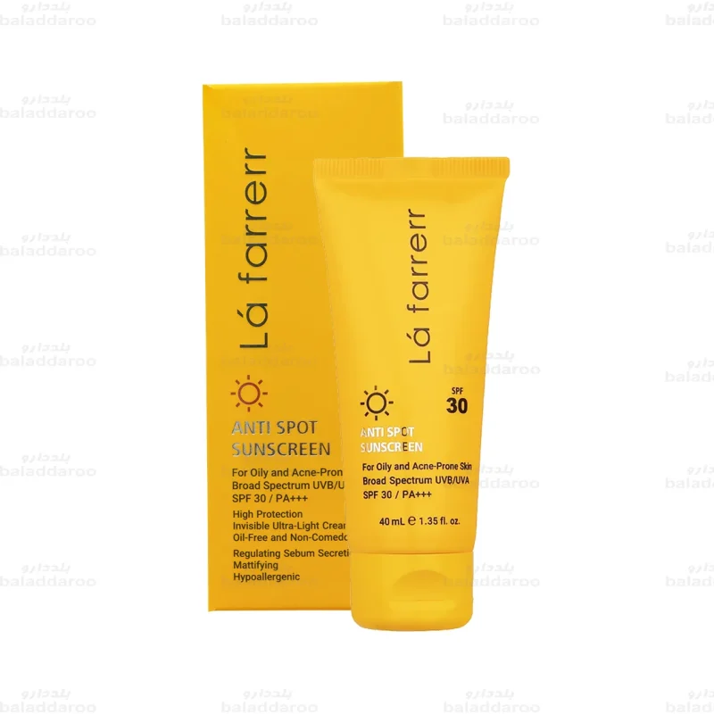 کرم ضد آفتاب و ضد لک بی رنگ پوست چرب و مستعد آکنه SPF30 لافارر-3