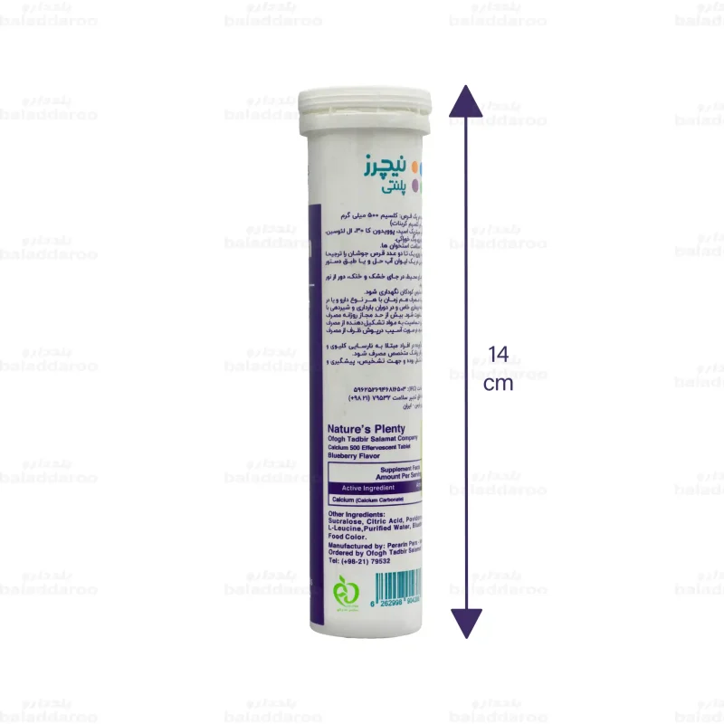 قرص جوشان کلسیم 500 نیچرز پلنتی بلوبری2