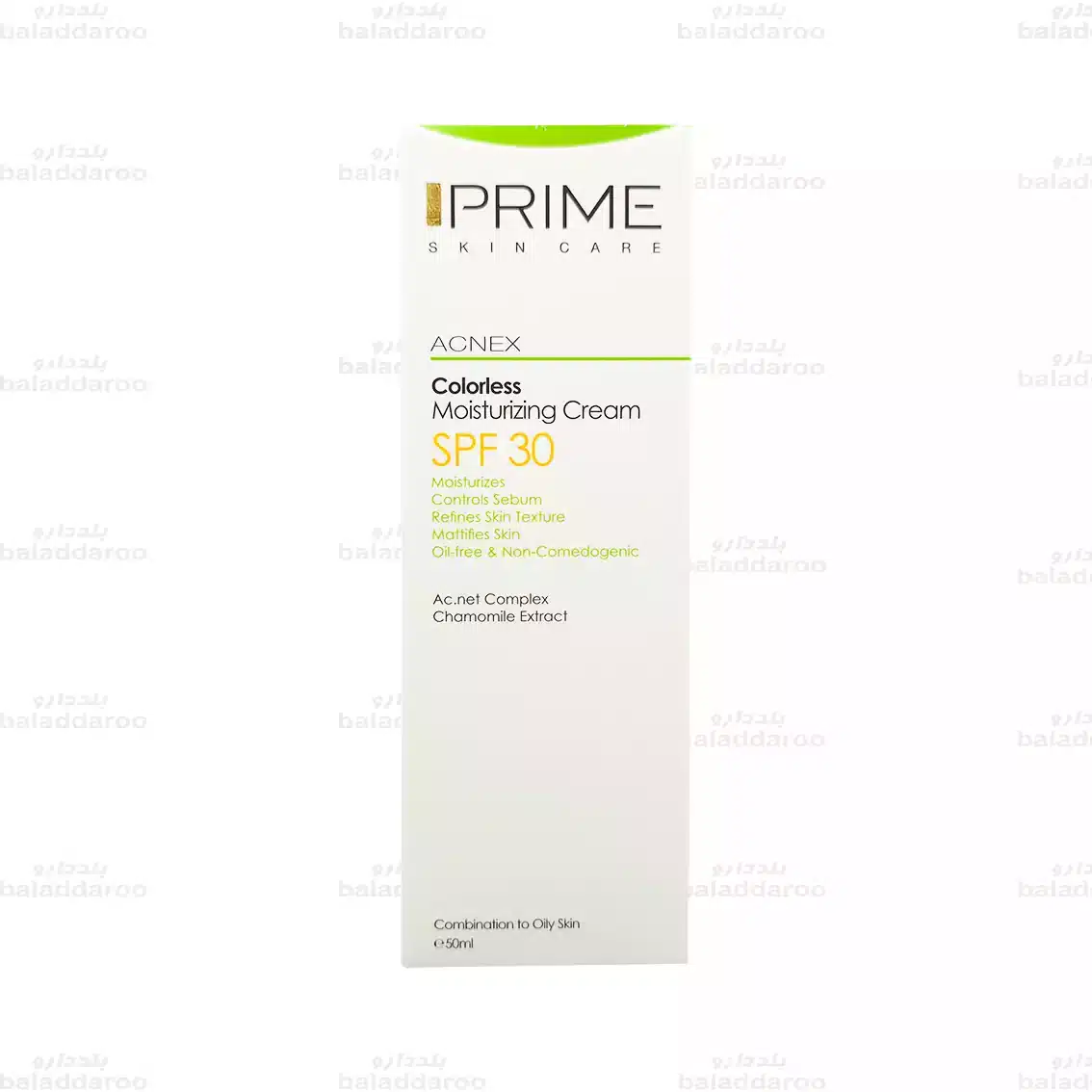 prime-moisturizing-cream-spf30-invisible-1 کرم مرطوب کننده SPF30 پرایم پوست چرب و مختلط بی رنگ1