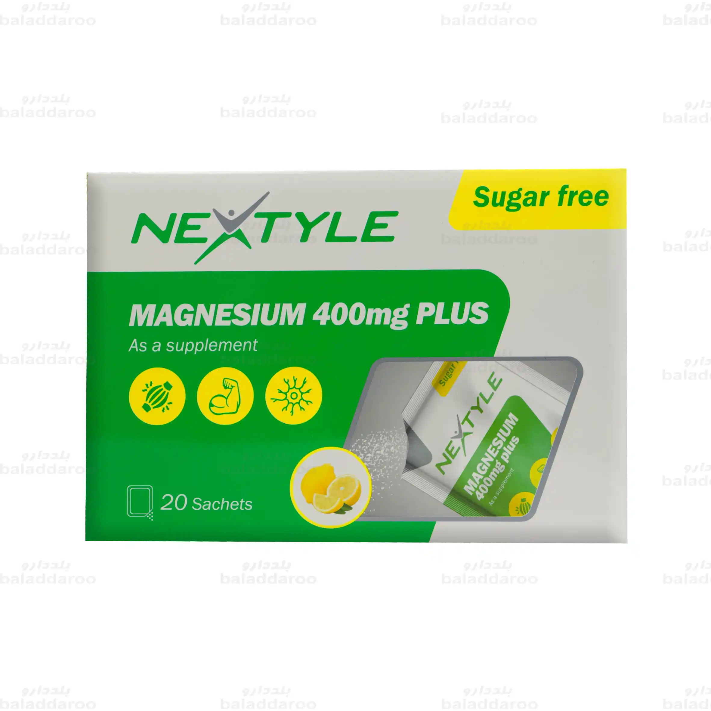 nextyle-magnesium-400mg-plus-sachets-lemon-1 ساشه منیزیم 400 میلی گرم پلاس نکستایل1