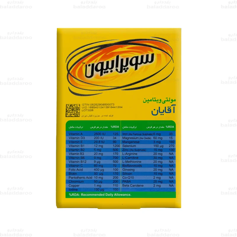 قرص مولتی ویتامین آقایان سوپرابیون 4