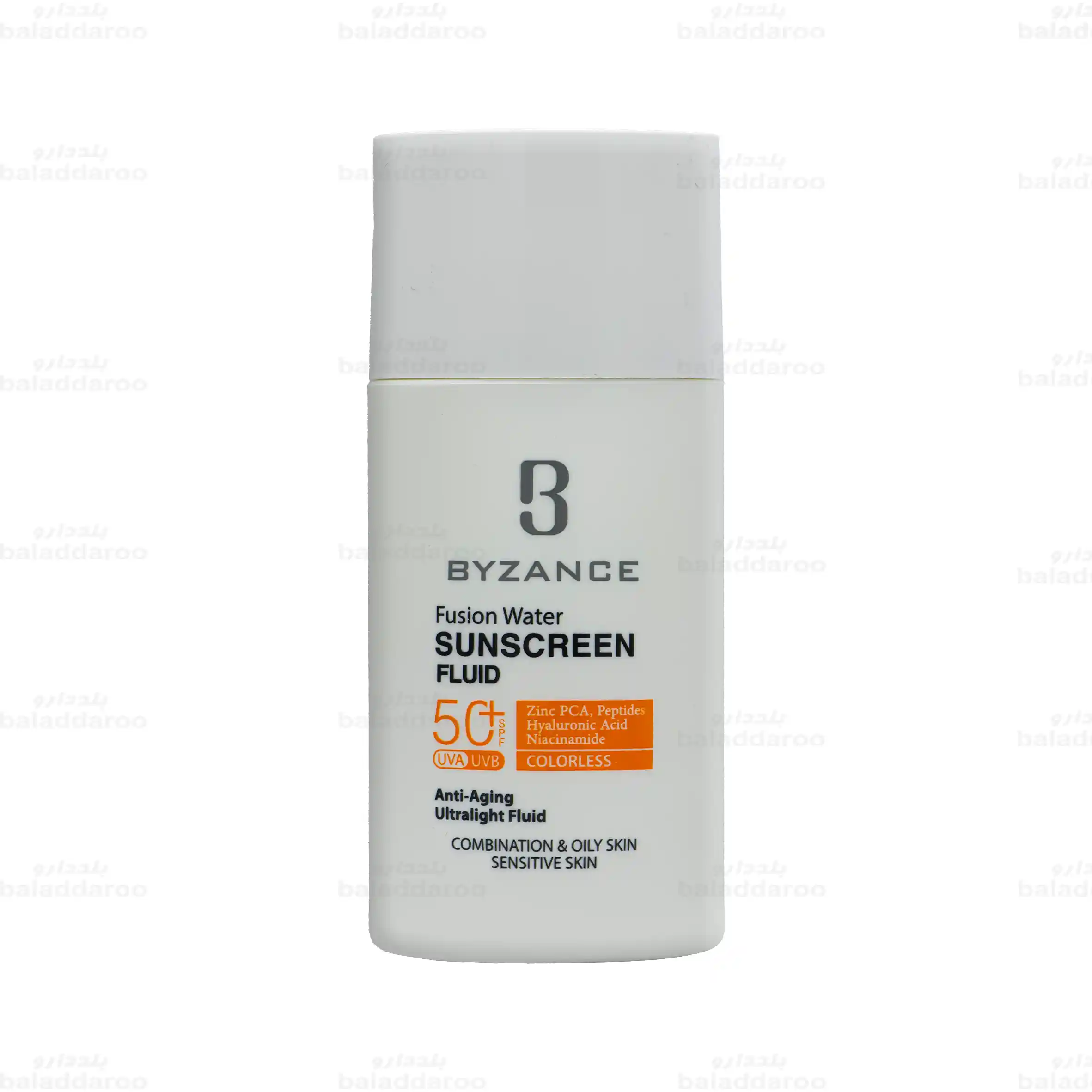 Byzance-Fusion-Water-Sunscreen-1 فلوئید ضد آفتاب فیوژن واتر بی رنگ بیزانس پوست چرب و مختلط شماره 1