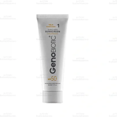 کرم ضد آفتاب بی رنگ سانوژن ژنوبایوتیک پوست چرب SPF 50 شماره 1