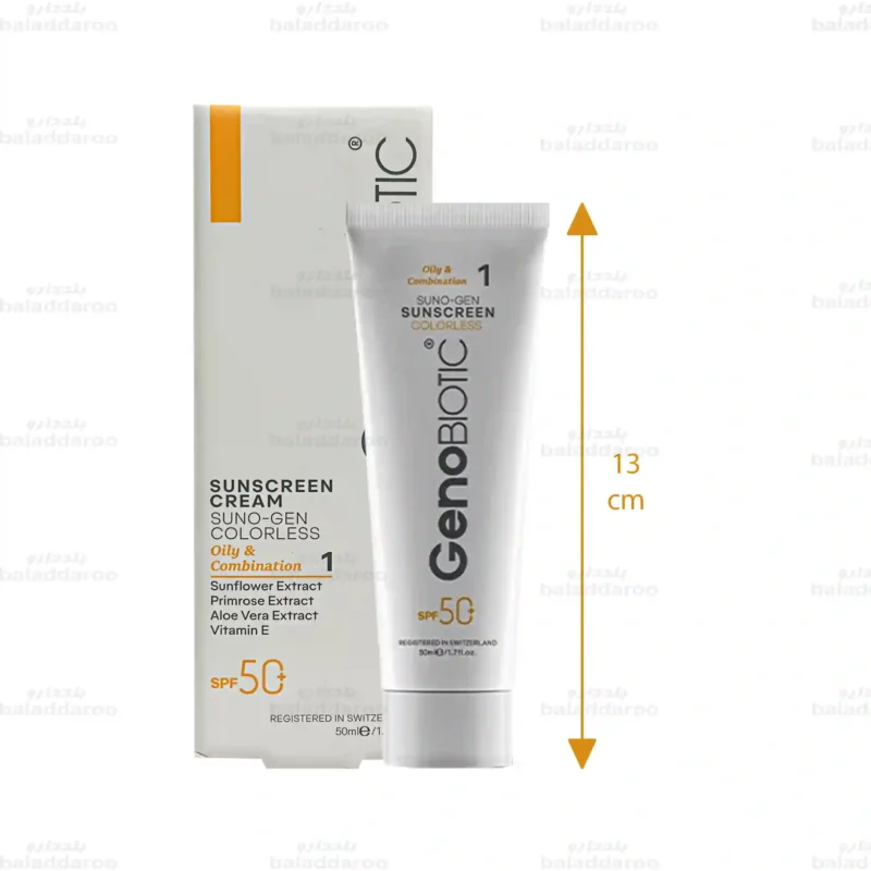 کرم ضد آفتاب بی رنگ سانوژن ژنوبایوتیک پوست چرب SPF 50 شماره 2