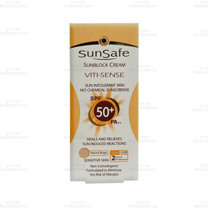 کرم ضد آفتاب SPF50 فاقد جاذب های شیمیایی رنگی سان سیف 50 گرم 4