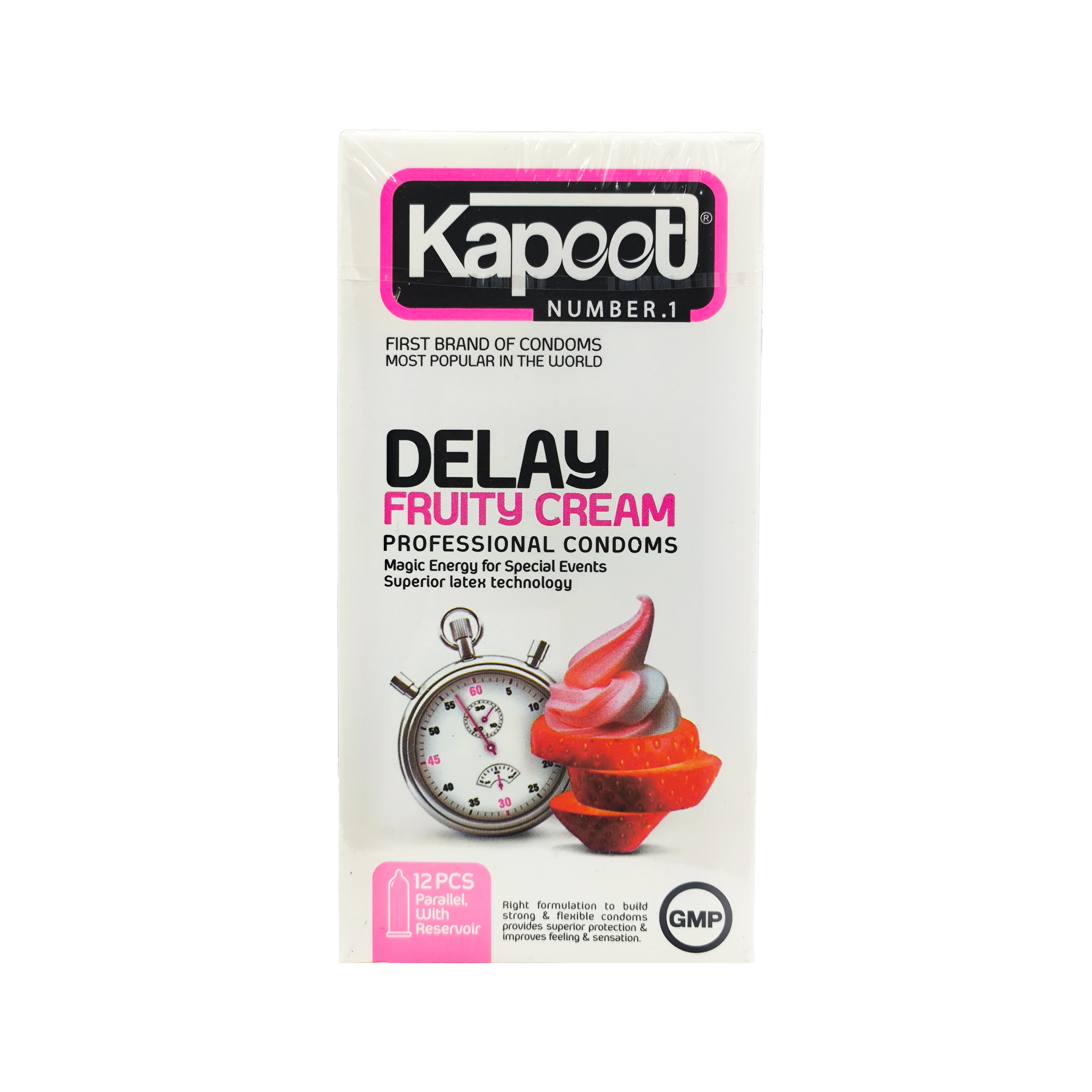 kapoot-delay-fruity-cream-condoms-1 کاندوم تاخیری میوه ای کاپوت مدل Delay Fruity Cream بسته 12 عددی 1
