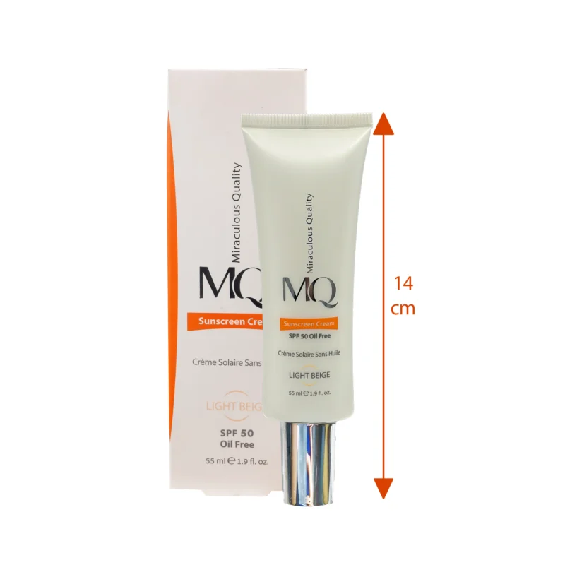 کرم ضد آفتاب رنگی فاقد چربی ام کیو SPF50 بژ روشن 2